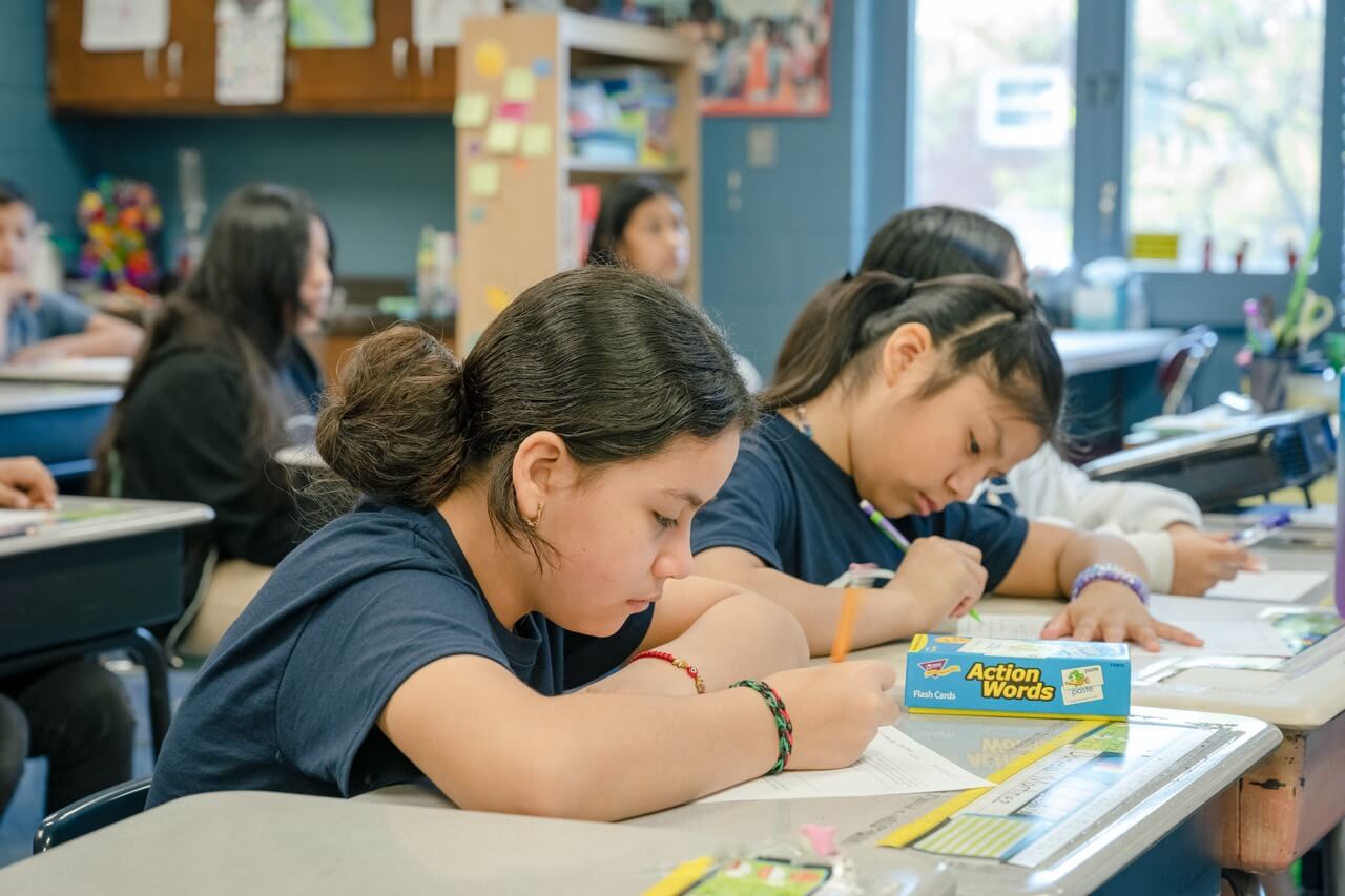 Students taking a test